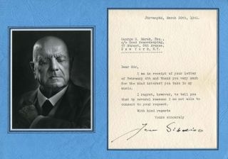 Jean Sibelius Composer Autograph Typed Letter Signed