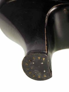 Vintage Black Mary Jane Style Heels Patent Leather Shoes 1920 EU37 US
