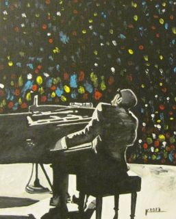 10 x 8 Original Modern Abstract Jazz Blues Art Ray Charles Music Piano