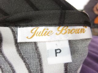 Julie Brown Green White Black Print Silk Wrap Dress P
