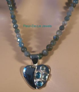 Jay King Mine Finds Apatite Heart Pendant Necklace Sterling Silver