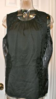Elie Tahari Jeanna Black Silk and Lace With Snake Print Blouse Top