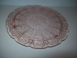 Jeannette Pink Depression Cherry Blossom Footed Cake Plate