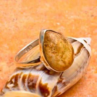 PICTURE JASPER GEMSTONE 100% SOLID .925 STERLING SILVER RING SZ 6.5