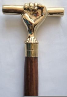 Polished Brass Hand and Staff Cane Walking Stick 36