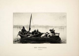 1895 Photogravure Prisoner Art Jean Leon Gerome Boat Oar Row Sail Sea