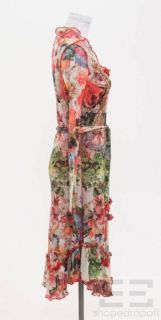 Jean Paul Gaultier Multicolor Floral Mesh Belted Dress Size M