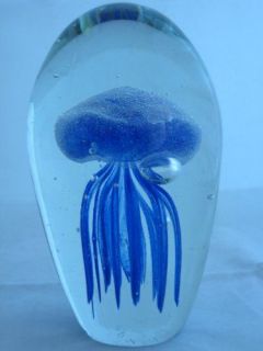 Glass Jellyfish Paperweight 6 Blue Color (Glow in Dark)   Jelly Fish