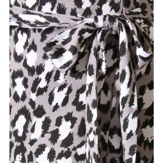 Diane Von Furstenberg DVF Jeanne Spotted Cat Grey Leopard Silk Wrap