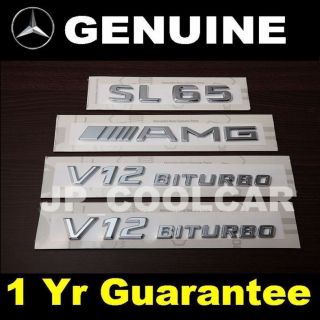 Full Set x4 SL65 AMG V12 Biturbo Emblems Badges Mercedes SL Class R230