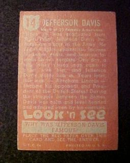 Jefferson Davis Confederate President Gum Card CTC