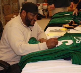 Jerome Bettis Notre Dame Autographed Signed Jersey Green JSA Size L