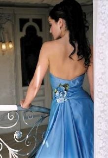 Jessica McClintock Blue Taffeta Rose Ball Gown Dress Size 12