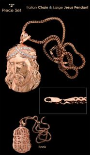 New Red Gold Silver Jesus Face Pendant Franco Chain