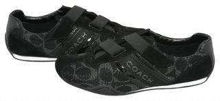 Coach Signature Jenney Mesh Suede Black Sneakers Tennis Shoes 7 5 New