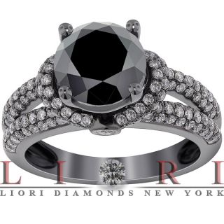 22 Carat Natural Black Diamond Engagement Ring 14k Black Gold   BDR