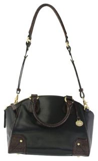 Brahmin Tyler Black Tuscan Dome Satchel Leather Handbag New