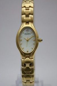 New Elgin White Pearl Dial Gold Women Dress Watch EG027