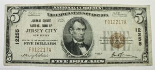 Jersey City, New Jersey (NJ) $5 National Bank Note, 1929 Ty 1, Charter