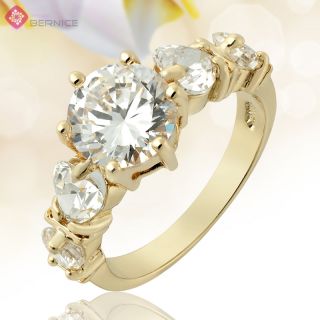  Jewelry Topaz Rhinestones Gold Plated Gp Cocktail Gift Cocktail Ring 6
