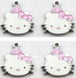 Lot 50 pcs Hello Kitty Jewelry Making Metal Charm pendants Party Gifts