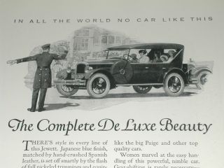 1924 Jewett Six advertisement Paige Motors Jewett Six De Luxe Touring