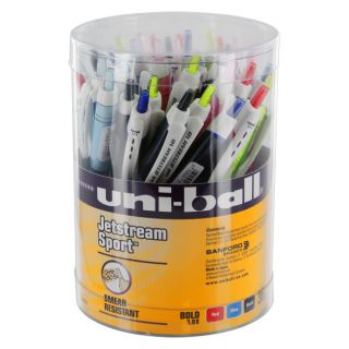 36 Uni Ball Jetstream Sport Retractable Ballpoint Pens, Assorted Ink