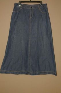 Womens J Jill Long Denim Skirt Size 12 Cotton Casual Modest