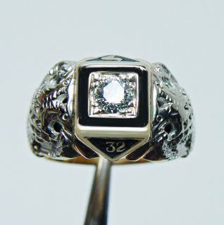  Masonic 50ct Diamond Ring 14k Gold 11g Heavy Estate Jewelry