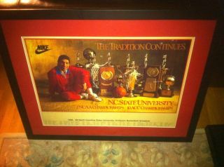 Rare Jim Valvano The Tradition Continues Nike Poster Framed NC State