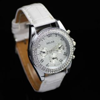 Fashion Leather Band Bling Crystal Ladies Wrist Watch