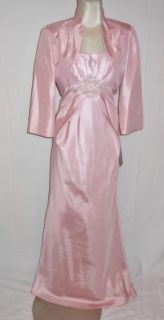Jessica Howard Pink Faux Silk Beaded Gown & Jacket 14 Mother of Bride