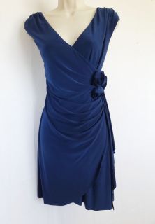 New Jessica Howard Faux Wrap Rosette Jersey Career Cocktail Dress 14P