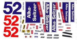 52 Jimmy Means Alka Seltzer 1 64th HO Scale Scale Slot Car Decals