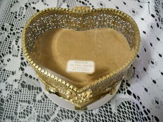  Matson 24K GP Heart Shaped Casket   Jewelry   Trinket Box circa 1950s