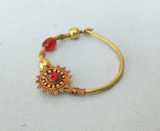  Ethnic Tribal Solid 22 Carat Gold Jewelry Nose Ring Nath India