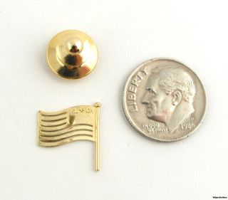 American Flag Pin Solid 10K Yellow Gold Lapel Tie Tac Estate Patriotic
