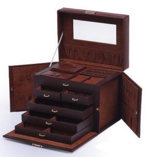 Brown Leather Jewelry Box Organizer with Travel Case and Lock