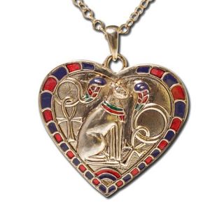 Egyptian Bast Bastet Heart Necklace Pendant Jewelry New