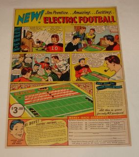 1949 Jim Prentice Electric Football Cartoon Toy Ad Page