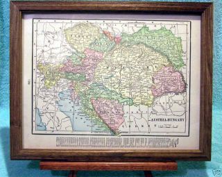 Antique Framed Map of Austria Hungary Interesting Map