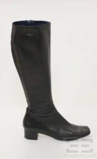 Jil Sander Black Leather Tall Zipper Boots Size 37 5