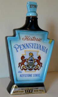 Collectible Jim Beam Whiskey Bottle Pennsylvania Historic 1969 Empty