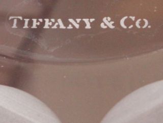 Tiffany Co Large Etched Clear Crystal Bowl w Leaves 14 Signed