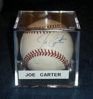 Joe Carter Hand Signed Baseball Rawlings Gene Budig w COA w Cube