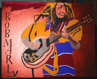 Vincent Wright Folk Art Painting Bob Marley Outsider Artist from
