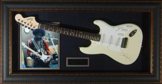Jimi Hendrix Laser Engraved Autographed Framed Guitar