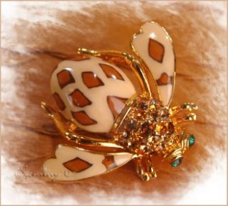 Joan Rivers Crystal Enamel Animal Print Leopard Bee Bug Pin
