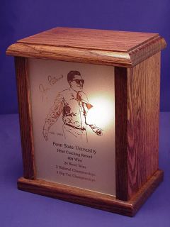 Penn State University Joe Paterno Commemorative Light Etched Glass Oak