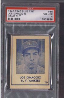 Joe DiMaggio 1948 R346 Blue Tint Hand Cut 16 PSA VG EX 4